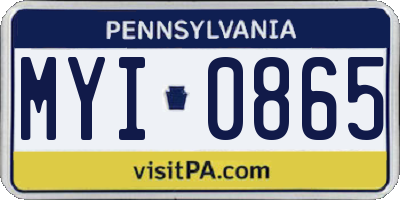 PA license plate MYI0865