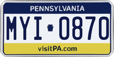 PA license plate MYI0870