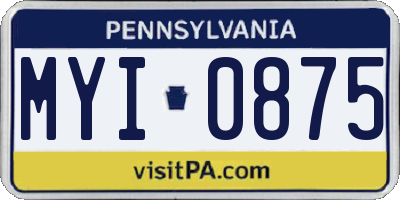 PA license plate MYI0875