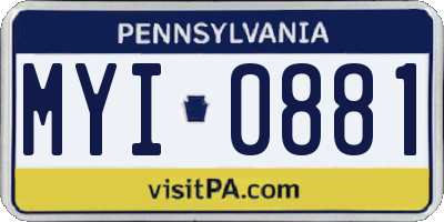 PA license plate MYI0881