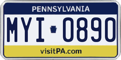 PA license plate MYI0890