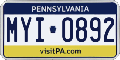 PA license plate MYI0892