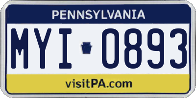 PA license plate MYI0893