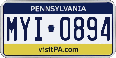 PA license plate MYI0894