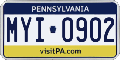 PA license plate MYI0902