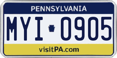 PA license plate MYI0905