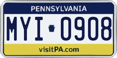 PA license plate MYI0908