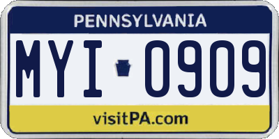 PA license plate MYI0909