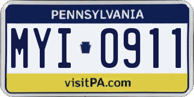 PA license plate MYI0911