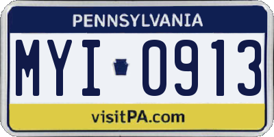 PA license plate MYI0913