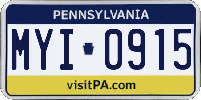 PA license plate MYI0915