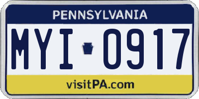 PA license plate MYI0917