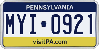 PA license plate MYI0921