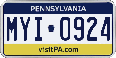 PA license plate MYI0924