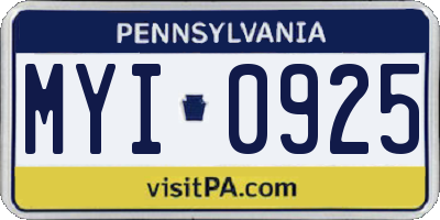 PA license plate MYI0925