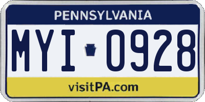 PA license plate MYI0928