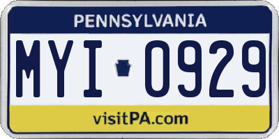 PA license plate MYI0929