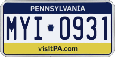 PA license plate MYI0931