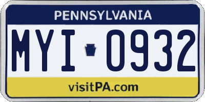 PA license plate MYI0932