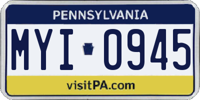 PA license plate MYI0945