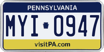 PA license plate MYI0947