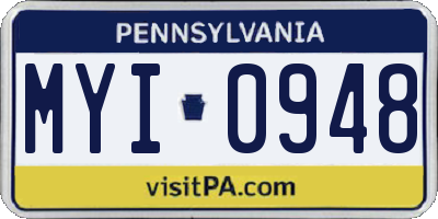 PA license plate MYI0948