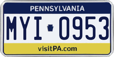 PA license plate MYI0953
