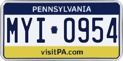 PA license plate MYI0954