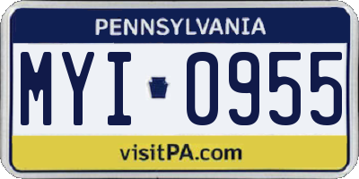 PA license plate MYI0955