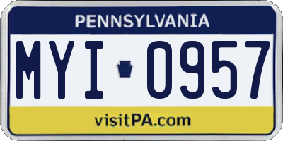 PA license plate MYI0957