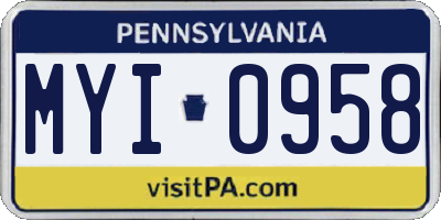 PA license plate MYI0958