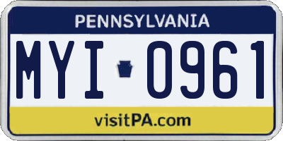 PA license plate MYI0961