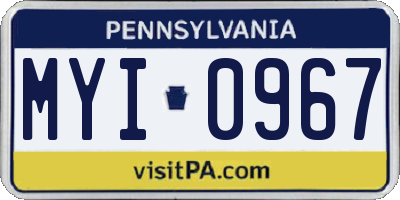 PA license plate MYI0967