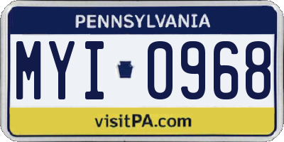PA license plate MYI0968