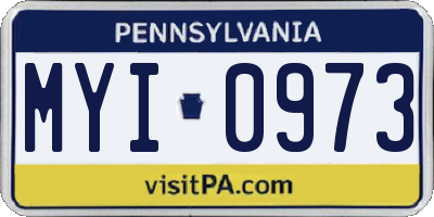 PA license plate MYI0973