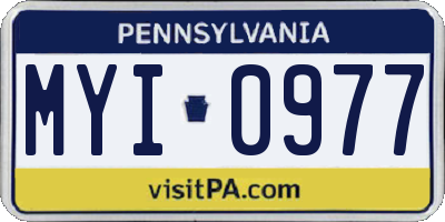 PA license plate MYI0977