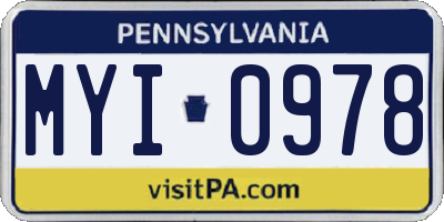 PA license plate MYI0978