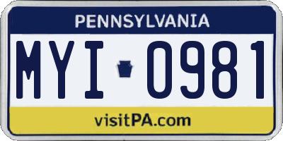PA license plate MYI0981