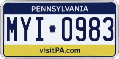 PA license plate MYI0983