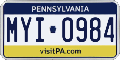 PA license plate MYI0984