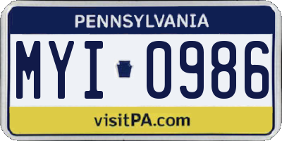 PA license plate MYI0986
