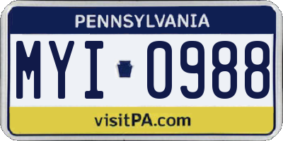 PA license plate MYI0988