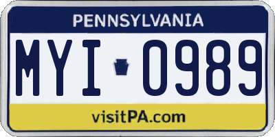PA license plate MYI0989