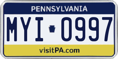 PA license plate MYI0997
