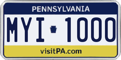 PA license plate MYI1000
