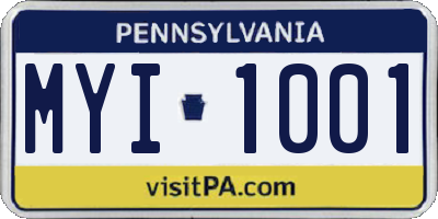 PA license plate MYI1001