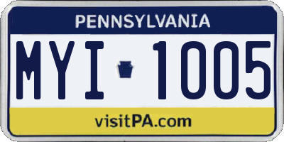 PA license plate MYI1005