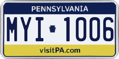 PA license plate MYI1006