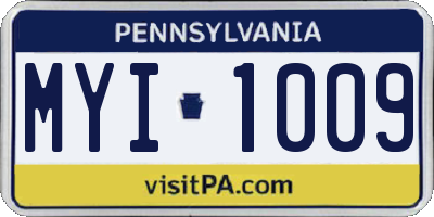 PA license plate MYI1009