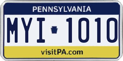 PA license plate MYI1010